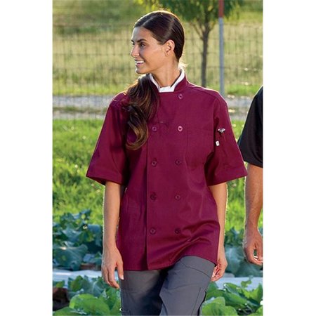 NATHAN CALEB South Beach Short Sleeve Chef Coat in Burgundy - 2XLarge NA2505334